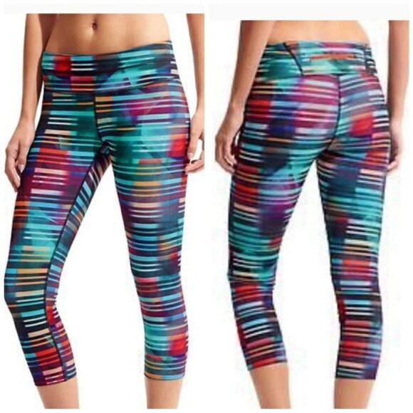 Athleta Laser Beam Sonar Capri Leggings Sz M - Picture 1 of 7